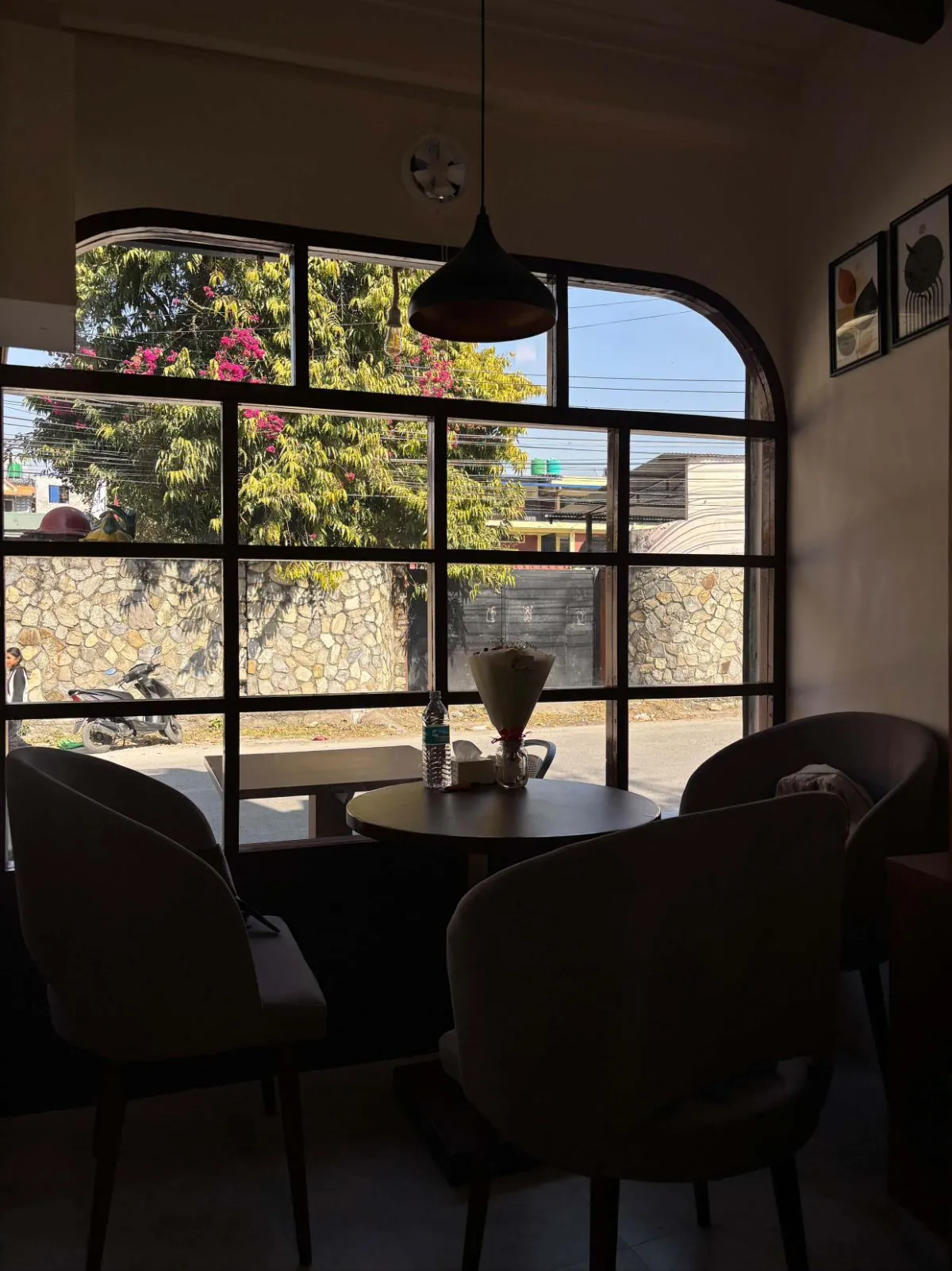 Cozy interior of Bake O Beans Café in Simalchaur, Pokhara